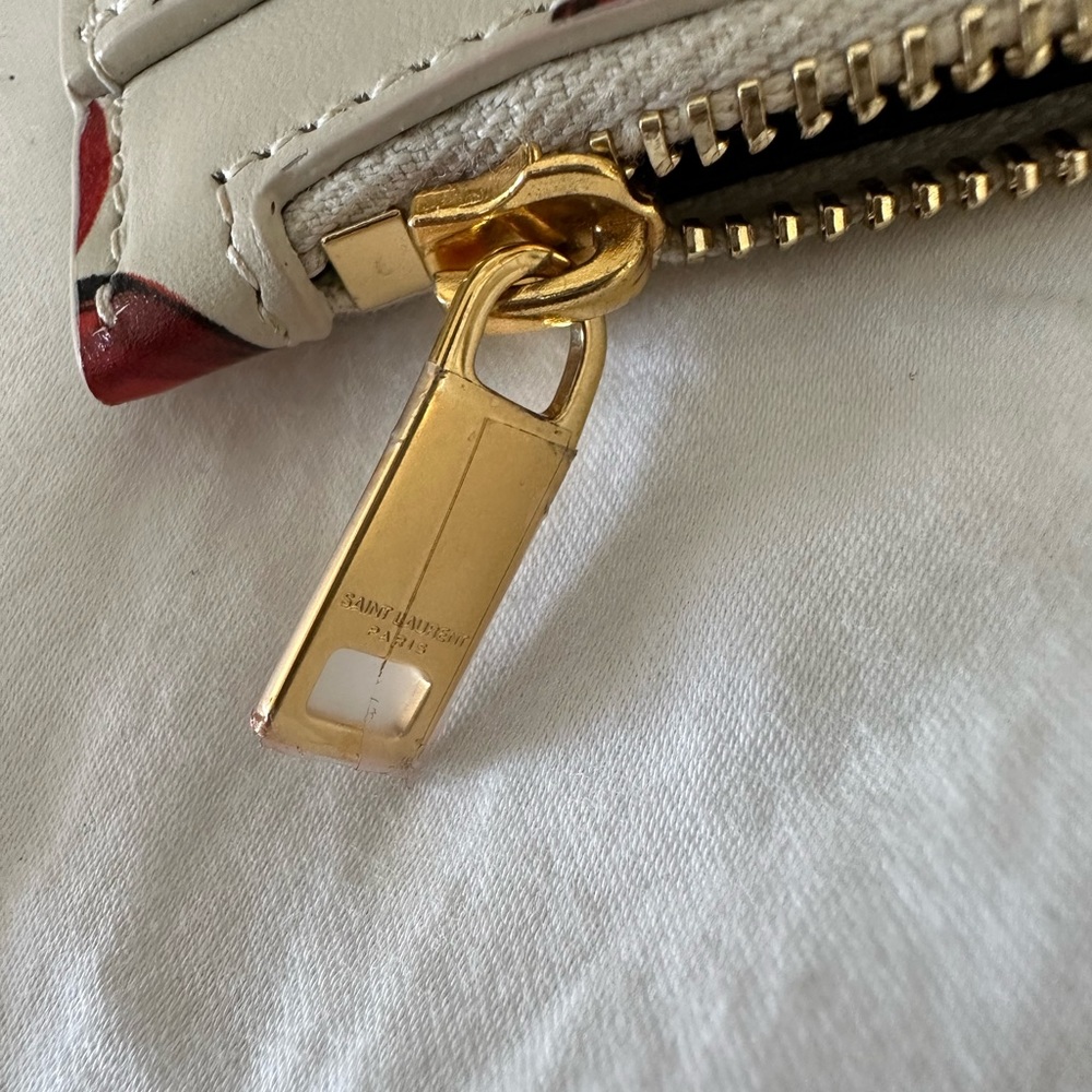 YSL Monogram Leather Pouch In Cherry Print - Picture 4 of 9